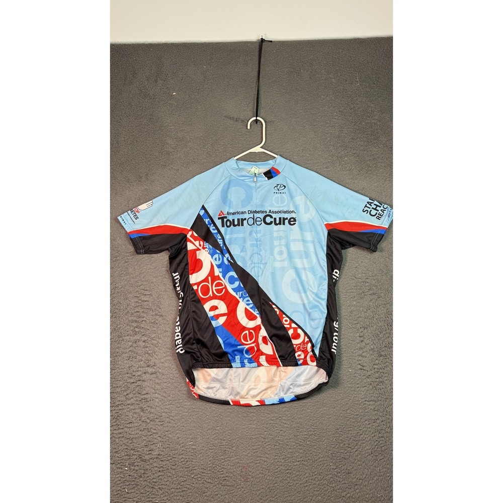 Primal‎ Cycling Jersey Mens Size NA Red Gray Tour De Cure ADA 1/2 Zip Poly